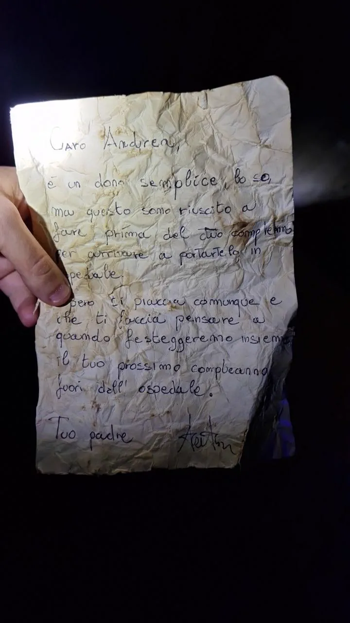 Lettera trovata durante una precedente esperienza